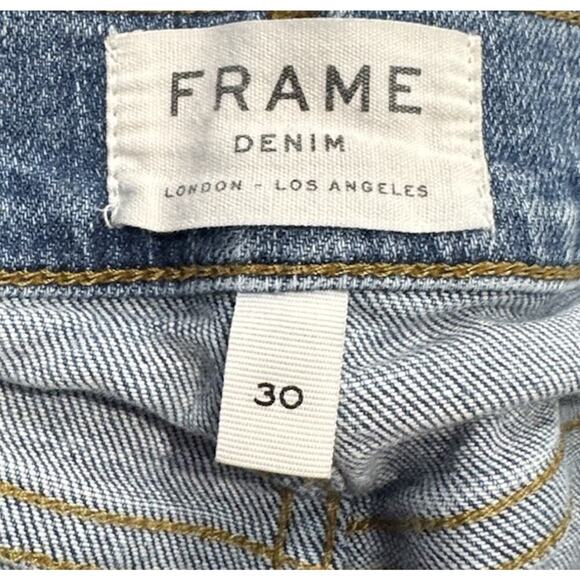 FRAME Le High Straight Jeans Women’s Size 30 High Rise Wash Denim Crop Zip READ - Picture 3 of 9
